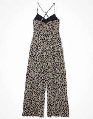 AE Floral Smocked V-Neck Jumpsuit