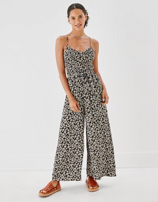 AE Floral Smocked V Neck Jumpsuit