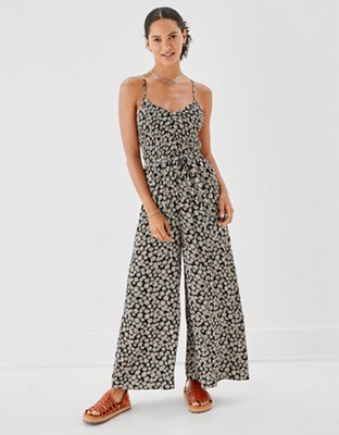 AE Floral Smocked V-Neck Jumpsuit