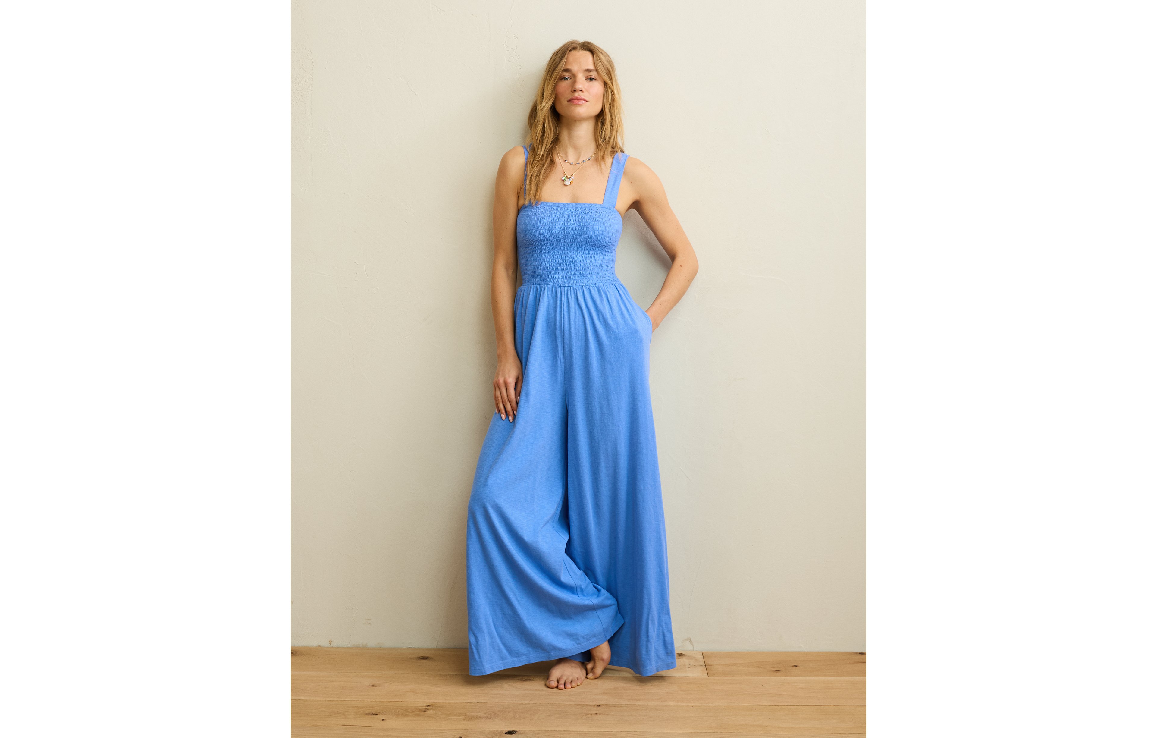 AE Sunchaser Knit Smocked Jumpsuit