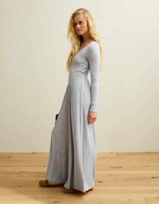 Женский комбинезон American Eagle AE Long Sleeve Knit, цвет: Меланжевый серый — фото 4