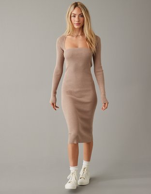 AE Long-Sleeve Square Neck Sweater Dress