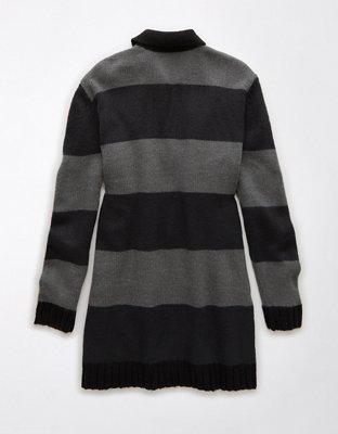 AE Long-Sleeve Oversized Collared Sweater Mini Dress