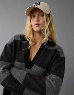 Женские платья American Eagle AE Long-Sleeve Oversized Collared Sweater Mini Dress — фото 4