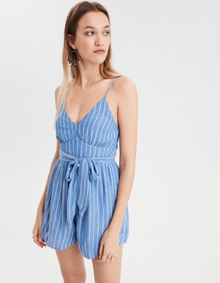 american eagle denim romper