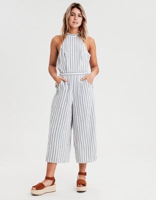 Ae easy striped jumpsuit on sale