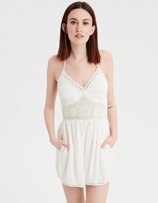 AE Embroidered Halter Romper