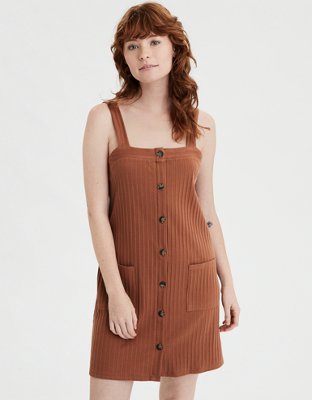 Ae Square Neck Button Down Dress