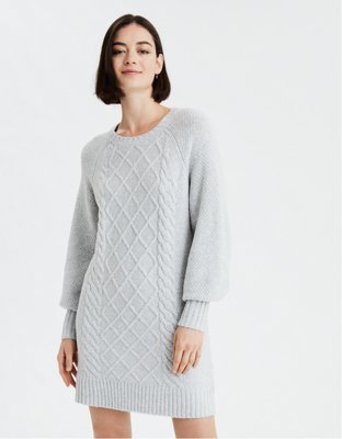 white knit sweater dress