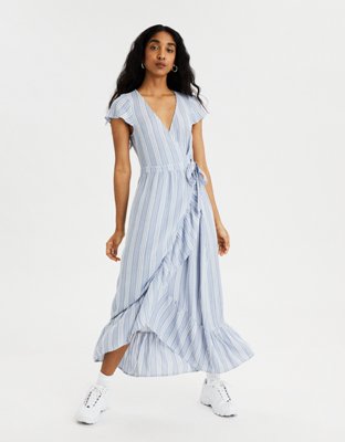 Ae Striped Wrap Maxi Dress