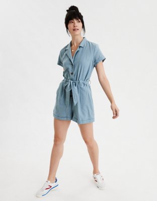 Button Front Workwear Romper