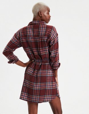 Женские платья American Eagle AE Plaid Long Sleeve Shirt Dress — фото 2