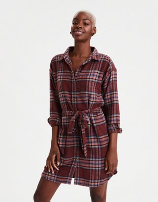 plaid shirt dress