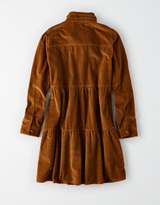 Женские платья American Eagle AE Corduroy Button-Up Babydoll Shirt Dress — фото 4
