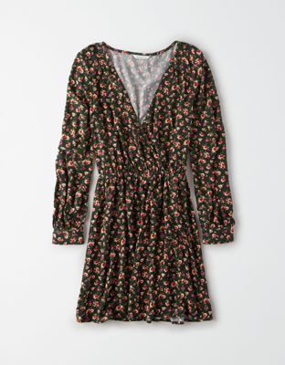 AE Long-Sleeve Wrap Dress