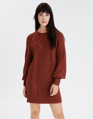 AE Oversized Cable Knit Sweater Dress