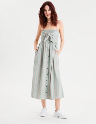 ae tie front midi dress