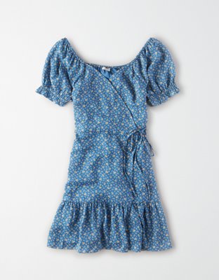 Женские платья American Eagle AE Puff Sleeve Wrap Front Mini Dress — фото 3