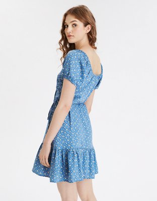 Женские платья American Eagle AE Puff Sleeve Wrap Front Mini Dress — фото 2
