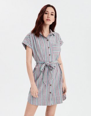 AE Short Sleeve Button Front Shirt Dress