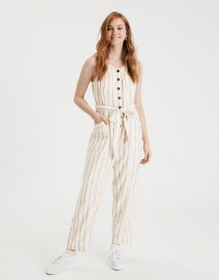 ae button front jumpsuit