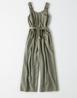 tie waist wide leg jumpsuit