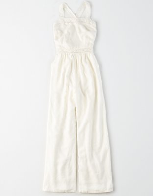 american eagle blue and white striped jumpsuit