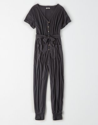 ae button front jumpsuit