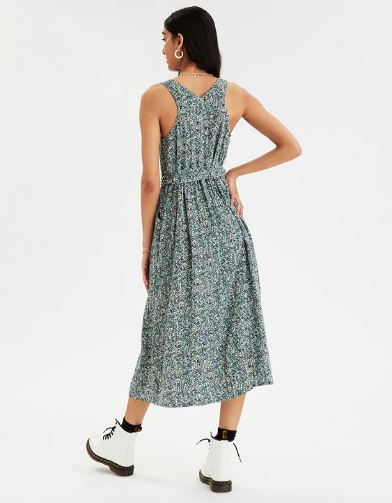 AE Printed Button Front Maxi Dress