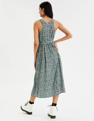 AE Printed Button Front Maxi Dress