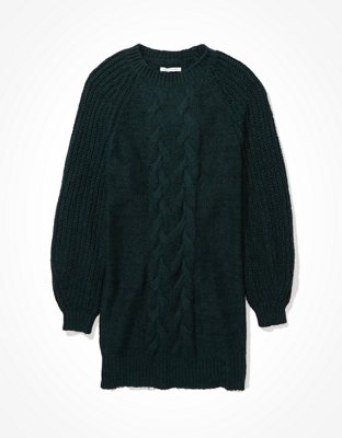 AE Cable Knit Crew Neck Sweater Dress