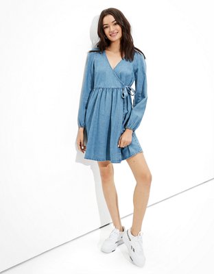 wrap dress denim