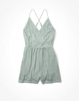 Get The Ae Silky V Neck Romper Women S Blush M From American Eagle Outfitters Now Ibt Shop