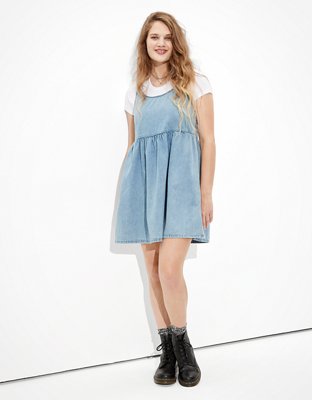 Женские платья American Eagle AE Denim Babydoll Mini Dress — фото 5