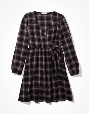 Женские платья American Eagle AE Plaid Wrap Mini Dress — фото 3