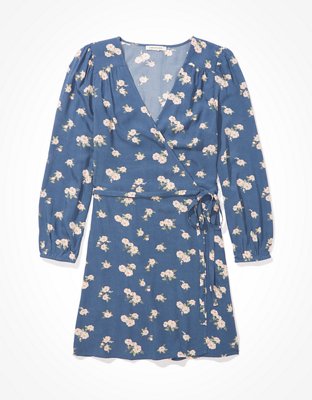 AE Long-Sleeve Wrap Mini Dress