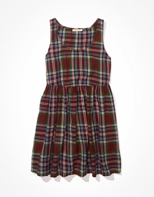 knee length dresses for ladies STALLION GINGHAM PLAID BABYDOLL MINI DRESS – Mable Clothing main image 0