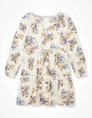 AE Long-Sleeve Tiered Babydoll Dress