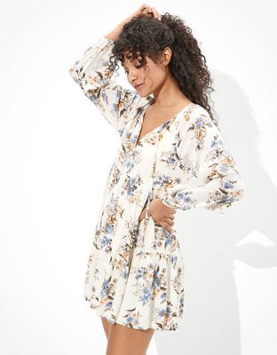 AE Long-Sleeve Tiered Babydoll Dress