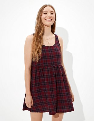 dark brown patterned scoop neck babydoll dress with quarter sleeves AE Step into the season Soblazn Blue One Shoulder Beaded Color:Midnight Black ($118.66)
