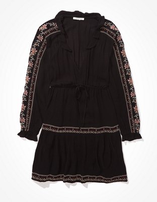 Женские платья American Eagle AE Long-Sleeve Embroidered Babydoll Dress — фото 3