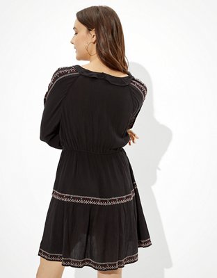 Женские платья American Eagle AE Long-Sleeve Embroidered Babydoll Dress — фото 2