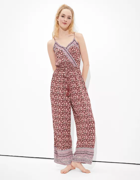 AE Printed Strappy Wide Leg Jumpsuit