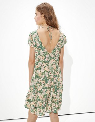 slim fit dress slacks Beatrice Backless Halter Babydoll Mini Dress  American Threads