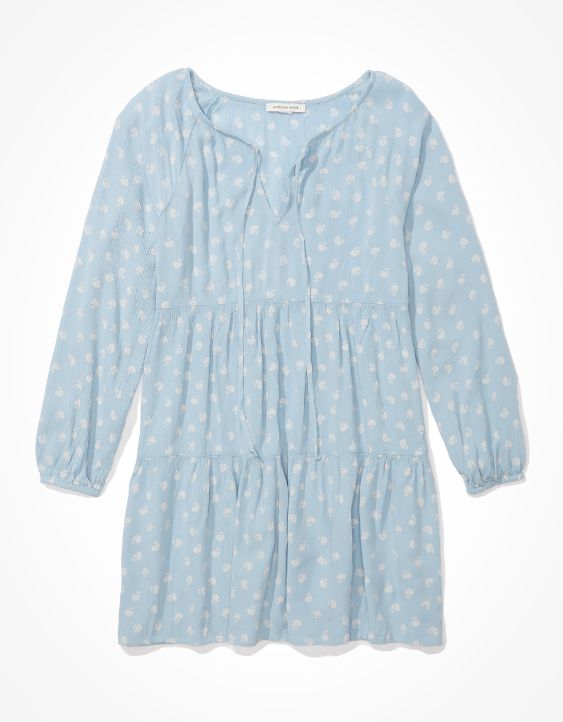 AE Long-Sleeve Tiered Babydoll Dress