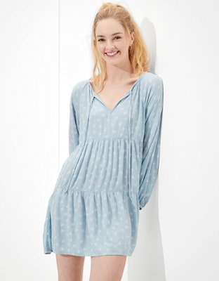 Женские платья American Eagle AE Long-Sleeve Tiered Babydoll Dress — фото 4