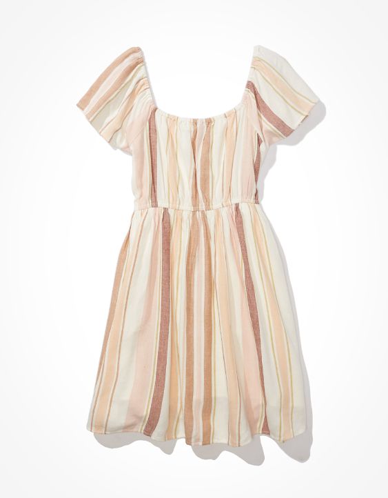 AE Striped Flutter-Sleeve Mini Dress
