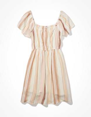AE Striped Flutter-Sleeve Mini Dress