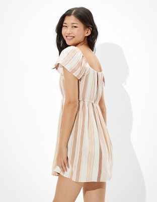 AE Striped Flutter-Sleeve Mini Dress