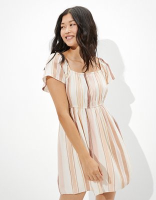 AE Striped Flutter-Sleeve Mini Dress
